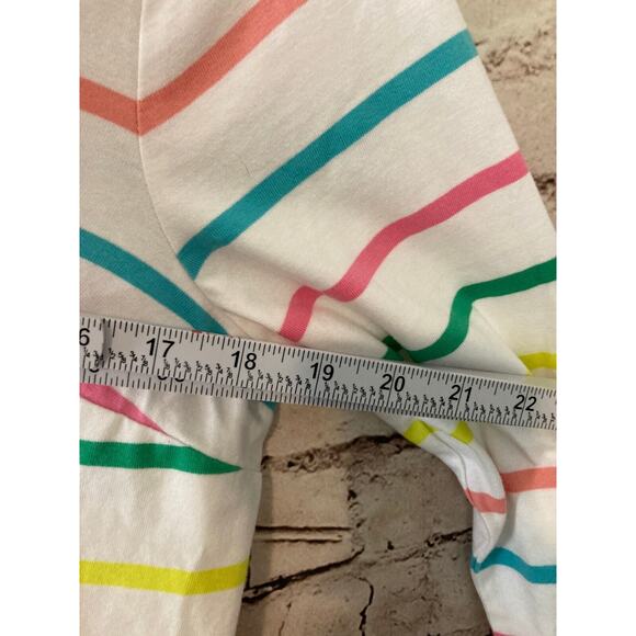 Crown & Ivy Shirt Women's Petite Medium Multicolor Rainbow Striped Ruffle V Neck - Picture 8 of 13